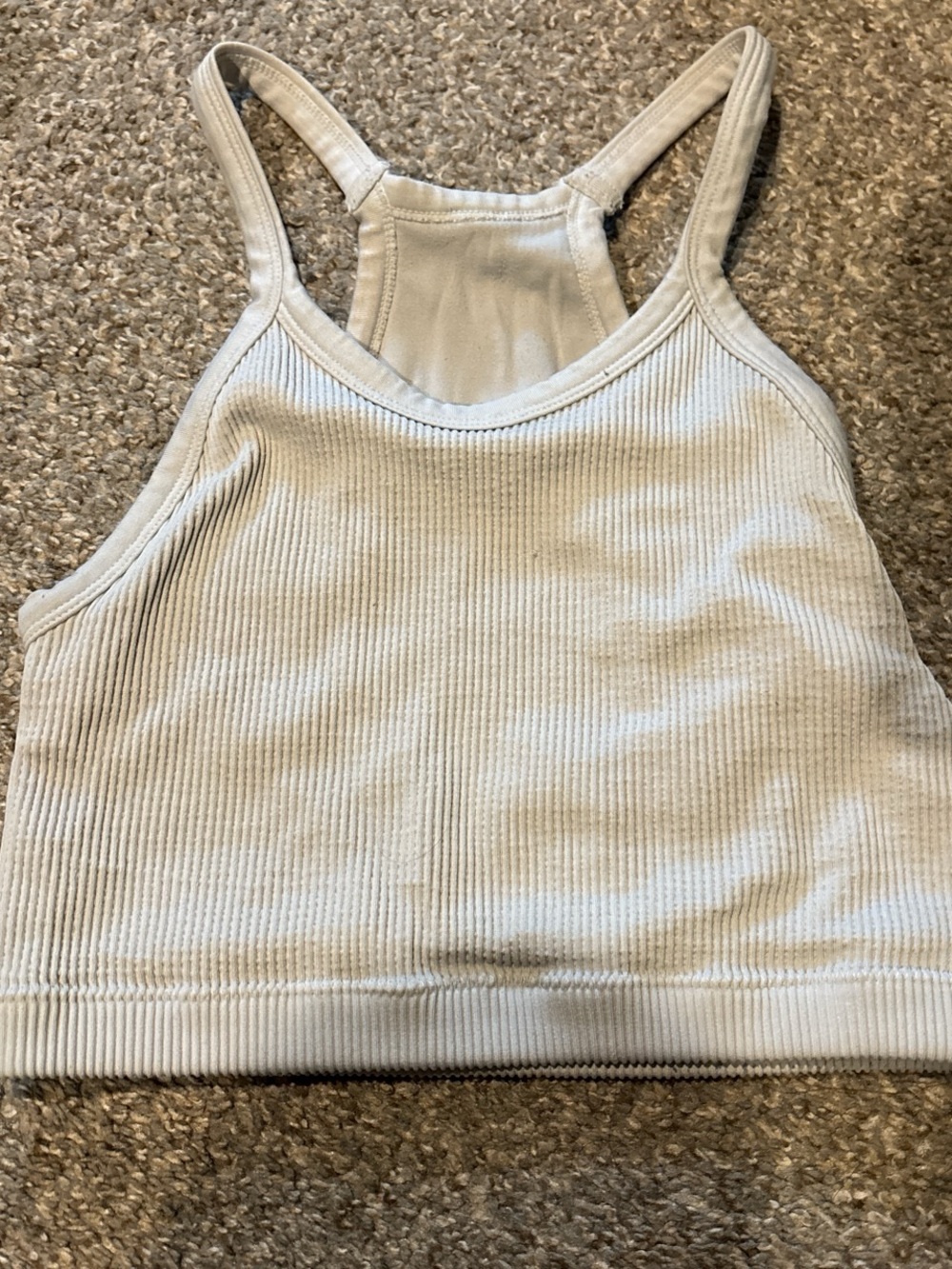 Ribbed Racerback Crop Workout Tank - Cream